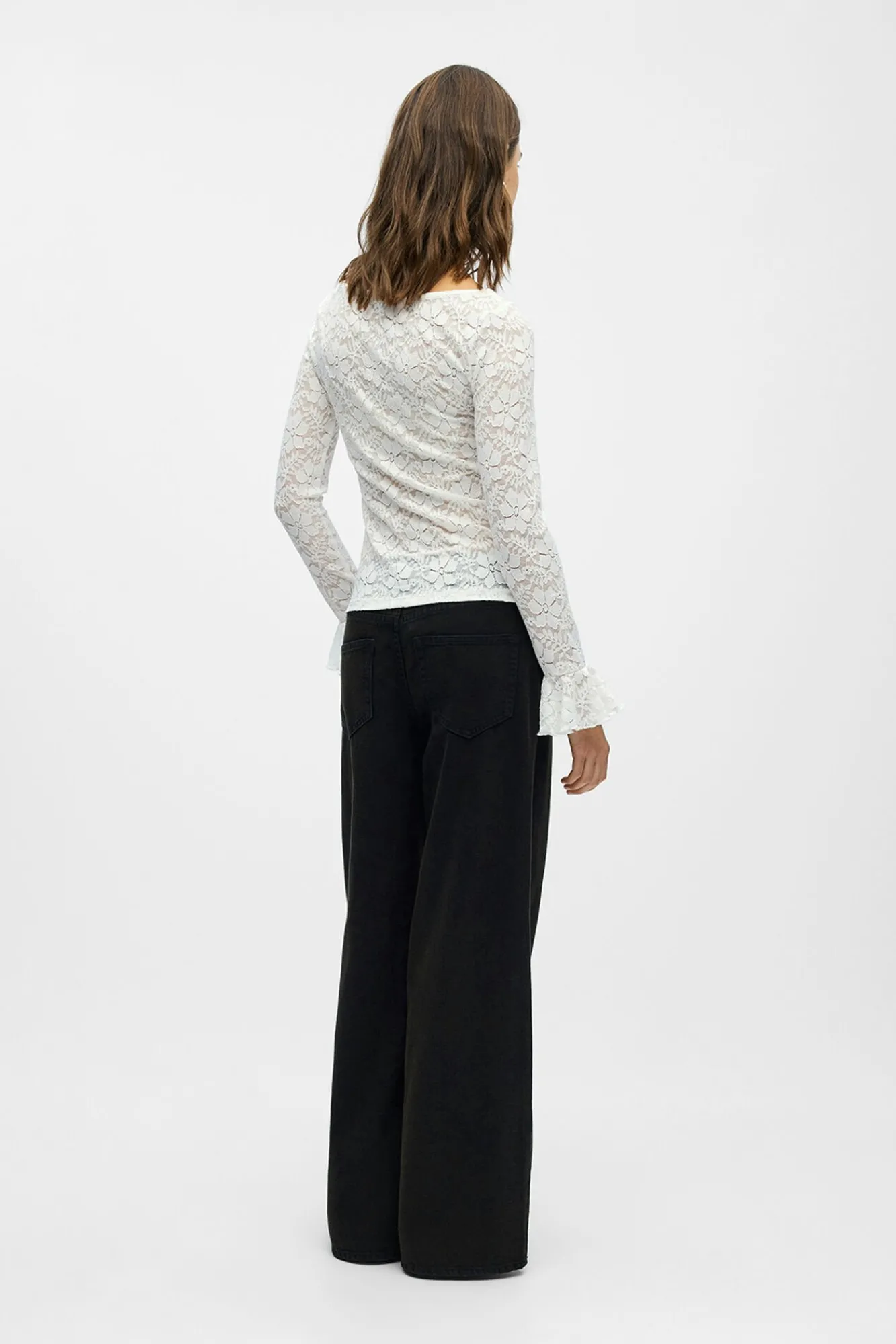 Object Blusas-Top renda folho Branco