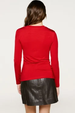 Selected T-Shirts-Top slim fit franzido Vermelho