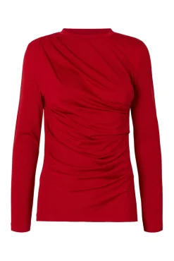 Selected T-Shirts-Top slim fit franzido Vermelho