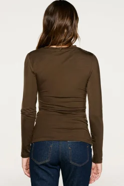 Selected T-Shirts-Top slim fit franzido Castanho