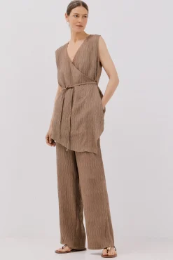 Cortefiel T-Shirts-Top texturizado assimétrico Castanho