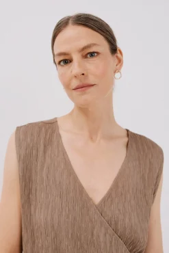 Cortefiel T-Shirts-Top texturizado assimétrico Castanho