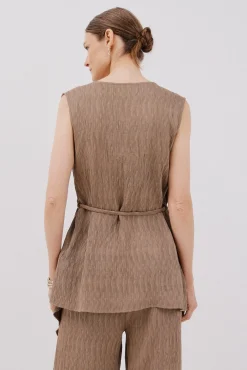 Cortefiel T-Shirts-Top texturizado assimétrico Castanho