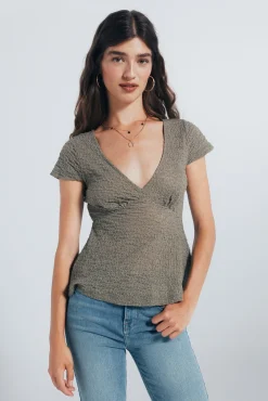 Springfield T-Shirts-Top texturizado liso bege