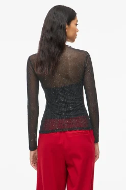 Vila T-Shirts-Top transparente com glitter Preto