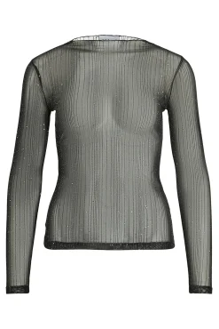 Vila T-Shirts-Top transparente com glitter Preto