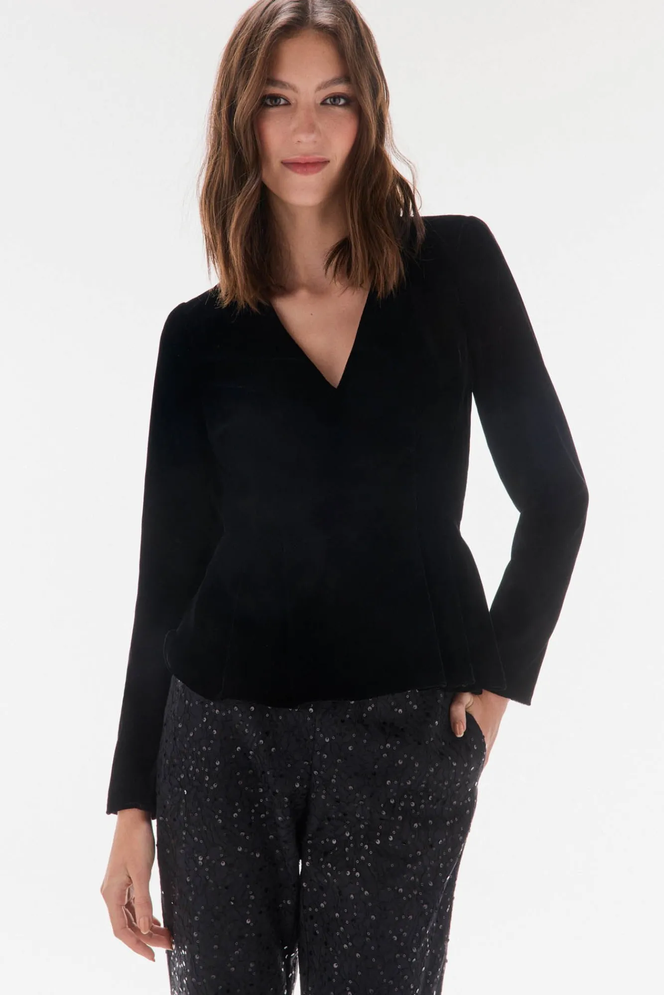 TFP by Tamara Falcó T-Shirts-Top veludo Preto