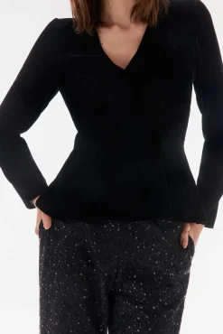 TFP by Tamara Falcó T-Shirts-Top veludo Preto