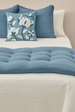 Textura Conjuntos De Roupa De Cama|Almofadas-Topper acolchoado xadrez azul