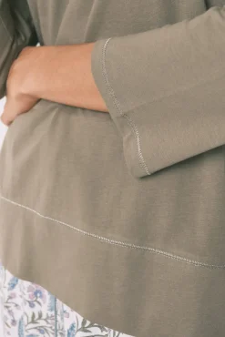 Women'secret T-Shirts-T-shirt 100% algodão manga manga ¾ bege