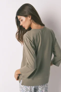 Women'secret T-Shirts-T-shirt 100% algodão manga manga ¾ bege