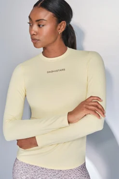 Dash and Stars T-Shirts-T-shirt amarela de manga comprida impress&atilde;o