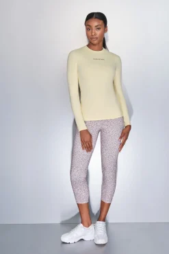 Dash and Stars T-Shirts-T-shirt amarela de manga comprida impress&atilde;o