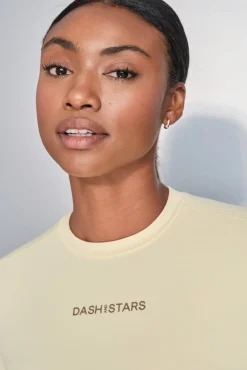 Dash and Stars T-Shirts-T-shirt amarela de manga comprida impress&atilde;o