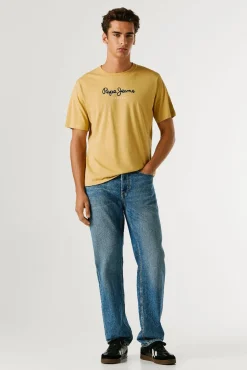 Pepe Jeans T-Shirts-T-shirt amarela do elenco estampado