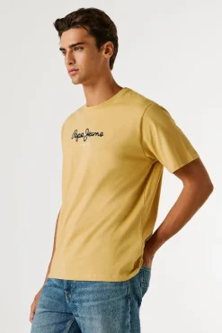 Pepe Jeans T-Shirts-T-shirt amarela do elenco estampado