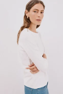 Cortefiel T-Shirts-T-shirt barco botões Branco