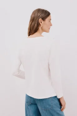 Cortefiel T-Shirts-T-shirt barco botões Branco