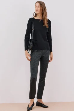 Cortefiel T-Shirts-T-shirt barco botões Preto