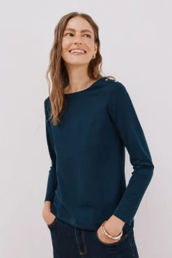 Cortefiel T-Shirts-T-shirt barco botões Azul