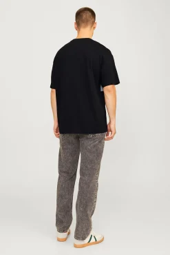 Jack & Jones T-Shirts-T-shirt bicolor logo frontal preto