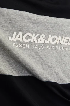 Jack & Jones T-Shirts-T-shirt bicolor logo frontal preto