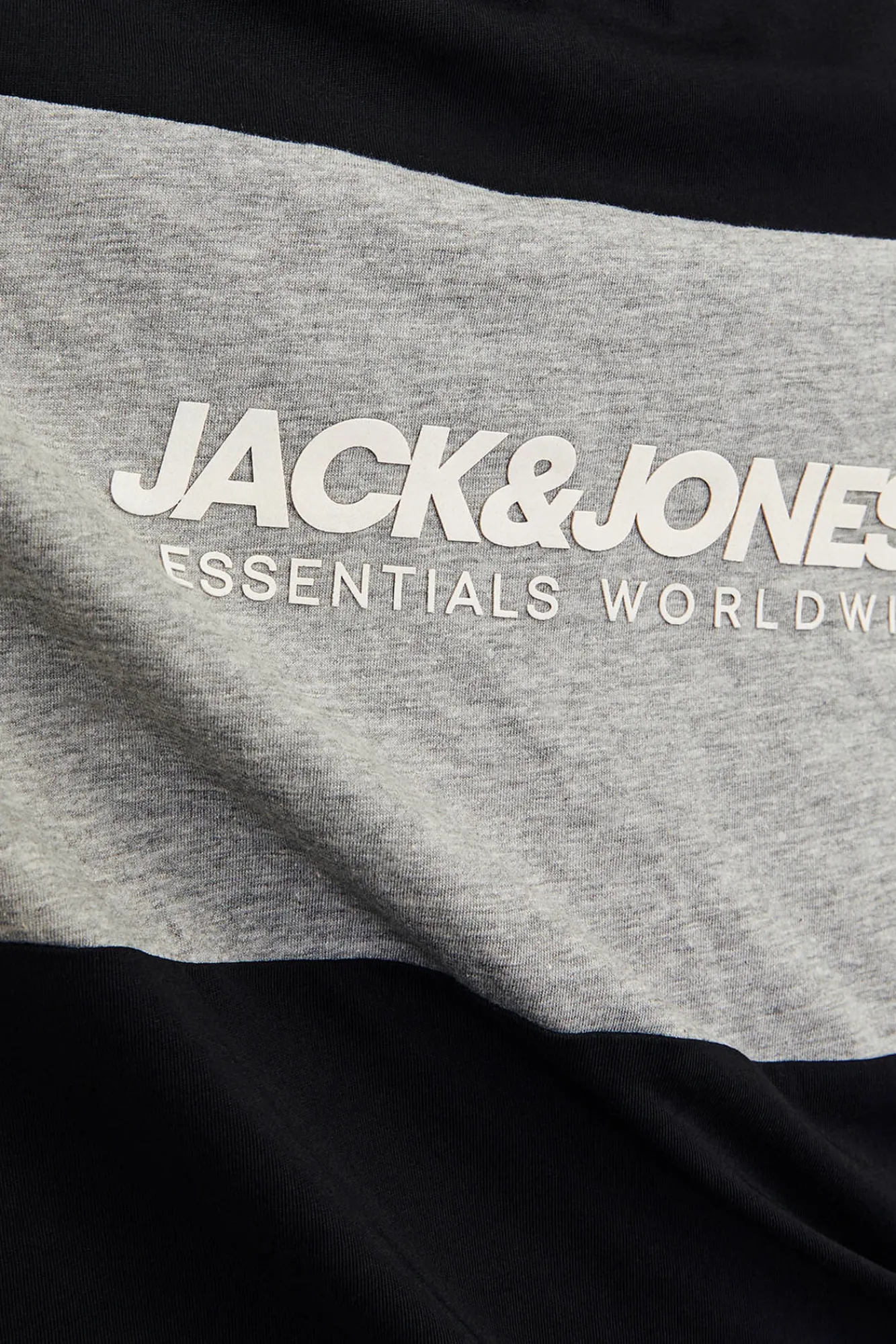 Jack & Jones T-Shirts-T-shirt bicolor logo frontal preto