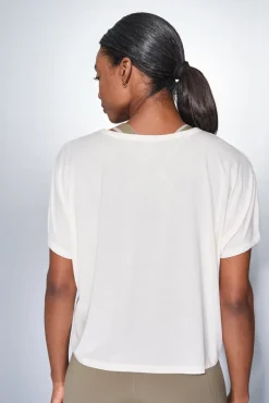 Dash and Stars T-Shirts-T-shirt branca de manga curta e larga beige