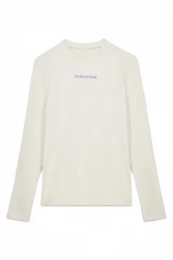 Dash and Stars T-Shirts-T-shirt branca de manga manga beige