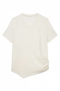 Dash and Stars T-Shirts-T-shirt branca drapeada de manga curta beige