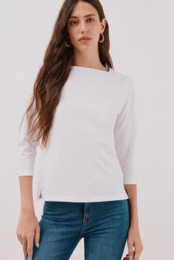 Cortefiel T-Shirts-T-shirt básica barco Branco