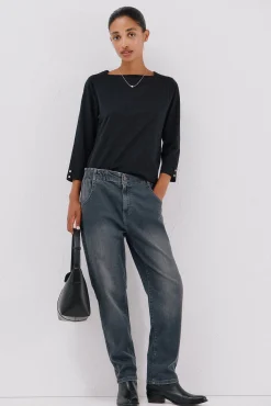 Cortefiel T-Shirts-T-shirt básica barco Preto