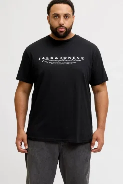 Jack & Jones PLUS T-Shirts-T-shirt básica com estampado frontal preto