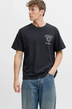 Jack & Jones T-Shirts-T-shirt básica com estampado frontal Azul