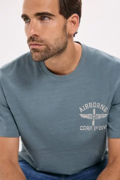 Jack & Jones T-Shirts-T-shirt básica com estampado frontal Azul