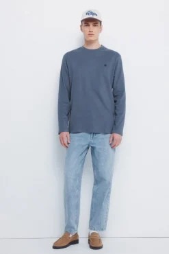 Springfield T-Shirts-T-shirt básica de manga comprida com acabamento macio azul