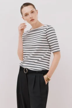 Cortefiel T-Shirts-T-shirt básica decote barco Impress&atilde;o