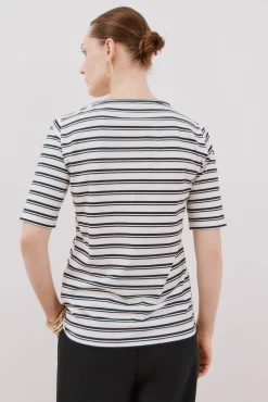 Cortefiel T-Shirts-T-shirt básica decote barco Impress&atilde;o