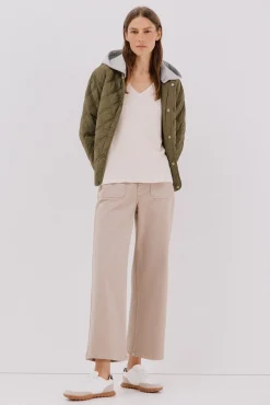 Cortefiel T-Shirts-T-shirt básica gola em bico Ecru