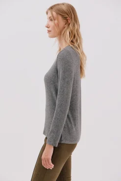 Cortefiel T-Shirts-T-shirt básica gola em bico Cinzento