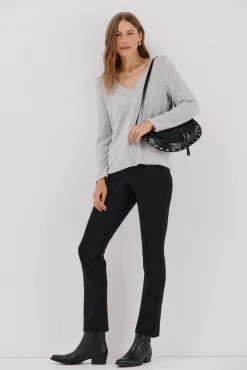 Cortefiel T-Shirts-T-shirt básica gola em bico Cinzento