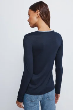 Springfield T-Shirts-T-shirt com botões e gola alta azul