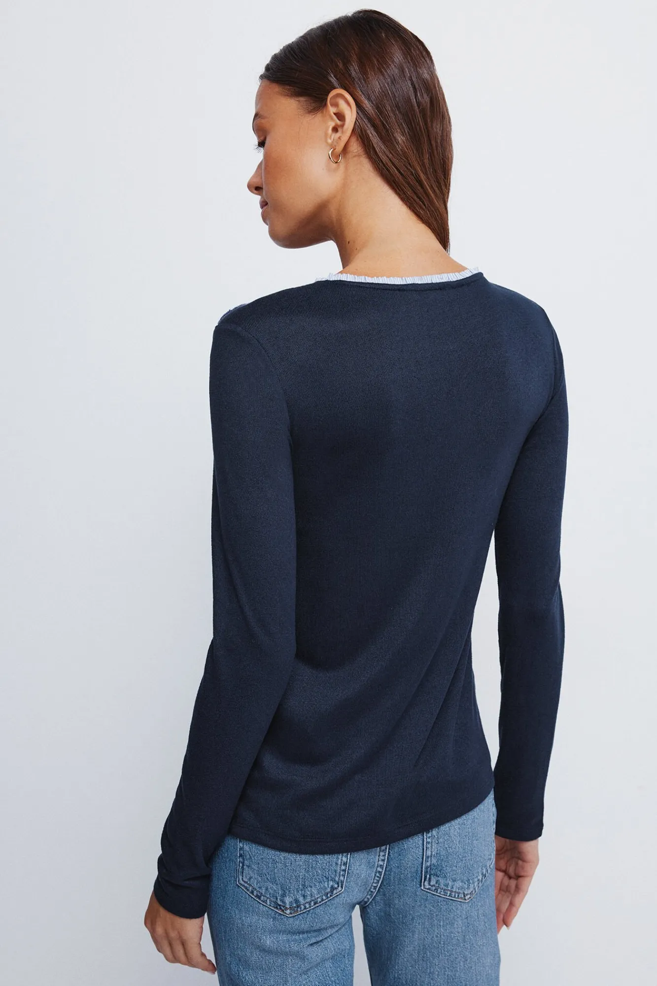 Springfield T-Shirts-T-shirt com botões e gola alta azul