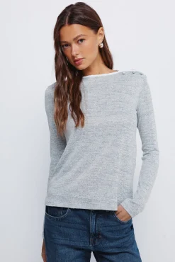 Springfield T-Shirts-T-shirt com botões e gola alta cinzento