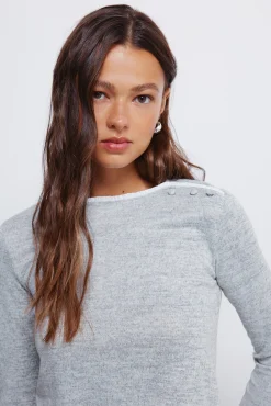 Springfield T-Shirts-T-shirt com botões e gola alta cinzento