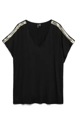Vero Moda Curve T-Shirts-T-shirt com detalhes em paetês plus size Preto