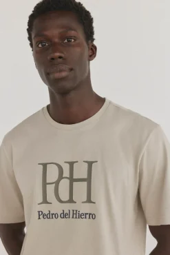 Pedro del Hierro T-Shirts-T-shirt com logotipo Beige