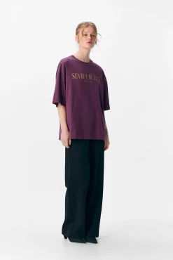 Object T-Shirts-T-shirt com texto impresso Roxo