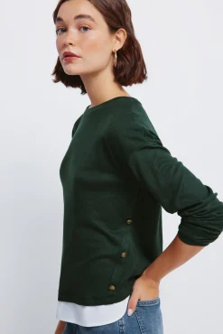 Springfield T-Shirts-T-shirt combinada com botões laterais verde