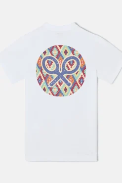 Silbon T-Shirts-T-shirt círculo étnico Branco